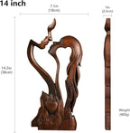 BGCOPPER Wooden Kissing Couple Ornament, Abstract Couple Portrait Sculpture Romantic Love Statue Decor Gift for Women Anniversary Valentine Wedding - 14 Inch
