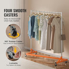 VEVOR Z Rack, Industrial Grade Z Base Garment Rack, Rolling Sturdy Steel Z Base Clothing Rack with Lockable Casters, for Home Clothing Store Display Orange (3 Sets)