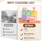 6 Cube Storage Organizer with Shelf Back to School Boxes 11 Inch Toy Storage Bins Closet Organizers Drawers Fabric Dresser for Playroom Books Bedroom Dorm Kitchen (Multiple Colors)
