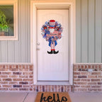 Patriotic Wreath for Front Door Red White Blue Wreath 4th of July Wreaths for Door Wall Memorial Day Decor Independence Day Hanging Decoration for Outside Home Farmhouse Holiday (Long-Legged hat)