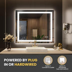 LOAAO 30"x38" LED Bathroom Mirror with Lights, Anti-Fog, Dimmable, Backlit + Front Lit, Lighted Bathroom Vanity Mirror for Wall, Memory Function