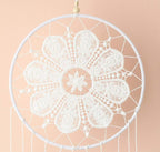 Dream Catchers White for Bedroom, Handmade Hanging Decorations White Feather Lace Dream Catcher Mobile for Girls Room Decor