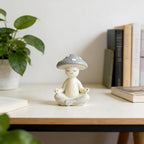 Meditation Mushroom Resin Statue - Cute Meditation Mushroom Statue for Desk Living Room Resin Figurine for Home Patio Office Decoration Cute Plant Statues for Tabletop Garden Backyard Decor