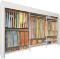 Ulif E13C Max Heavy Duty Closet Organizer System，Freestanding Clothing Racks for Hanging Clothes，Adjustable Garment Rack 86" W x16 D x77 H Hold 1100 lbs，White Rack with White Dustproof Cover