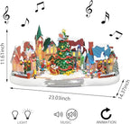 MOMENTS IN TIME Animated Disney Holiday Town Scene 10.5” Christmas Tree Christmas Village, LED Lights, Music & Motion Handcrafted Polyresin Village Power Adapter Included