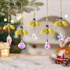 5PCS Hanging Decorations Xmas Tree Hanging Metal Bee Ornaments Gold Bee Mini Crystal Prism Suncatchers for Party Wedding Home Decor