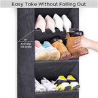 SLEEPING LAMB Shoe Rack for Door with Large Deep Pocket, Hanging Door Shoe Organizer for Closet Hanger, Dorm and Narrow Sneaker Storage Holder, Black