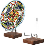 Hipiwe 2 Pack Crystal Display Stand Adjustable Metal Arms Display Stand Easel with Wooden Base for Displaying Geodes Rock Mineral Agate Coral Seashell and Small Collectibles,Medium