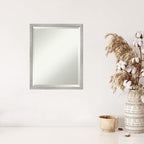 Amanti Art White Wall Mirror 21x17 Shiplap White Narrow Rectangle Bathroom Mirror for Wall Decor Living Room, Small Cottage Wood Frame, Hangs Horizonally and Vertically, Bathroom Decor, Beveled Edge