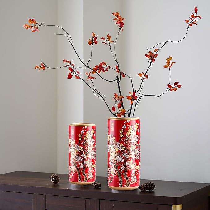 Ceramic Umbrella Stand Living Room Floor-Standing Freestanding Cane Chinese Umbrella Stand Multifunctional Painted Porcelain Vintage Ceramics Flower Vases for Home Office Entrance Indoor(E)