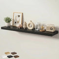 Floating Shelves for Wall 55 in x 9.3 in Deep, Wall Mounted Rustic Wood Shelf with Invisible Brackets for Storage & Display, Living Room Bedroom Bathroom, Black, 1 Pack