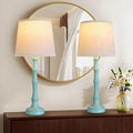 Lamps Set of 2 Modern Farmhouse Table Lamp Bedside Reading Lamps Living Room End Tables Set Lamps for Night Stands Bedroom Night Lamp,High 27 Inch,Green,With Fabric Lamp Shade,Bulb Not Included