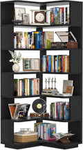 Armocity Corner Book Shelf - 7 Tier Corner Bookshelf Etagere Bookcase with Baffle, Freestanding L Shaped Display Shelf Stand for Home Office, Living Room, Bedroom, Kitchen, Black