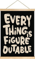 Everything is Figure outable Inspirational Wall Art Decor,Positive Motivational Poster,Affirmations Wall Hanging Poster for Office, Living Room, Bedroom ,Motivational Gift for Birthday,Graduation New job 14x18.5inch(Black)