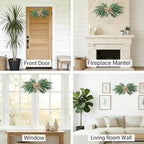 24 Inch Artificial Eucalyptus Greenery Swag with Rustic Linen Bow, Farmhouse Mantel & Wall Decor for Spring, Summer and Year-Round Home or Wedding Decoration(1PCS)