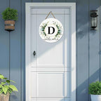 Monogram Letter D Wreaths for Front Door Wreath Wooden Welcome Sign for Front Door Decor Floral Family Last Name Initial House Warming Spring Summer Porch Rustic Wall Home Kitchen Boho Decorations