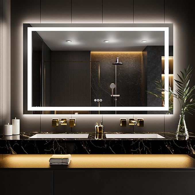 LOAAO 55"X40" LED Mirror for Bathroom, Lighted Bathroom Mirror with Lights, Anti-Fog, Dimmable, Memory Function, Clear Reflectionn