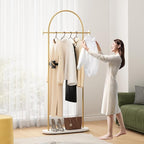 Gold Clothing Rack with Marble Base Heavy Duty Coat Rack for Entryway, Bedroom, Living Room, Boutiques-67''H
