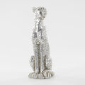 Cheetah Statue Sculptures Home Decor , 11"Silvery Leopard Antique Classical Figurine Sitting Sculpture Standing,Office,living room,dining room,display rack,coffee table or entrance tabletop decoration
