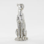 Cheetah Statue Sculptures Home Decor , 11"Silvery Leopard Antique Classical Figurine Sitting Sculpture Standing,Office,living room,dining room,display rack,coffee table or entrance tabletop decoration