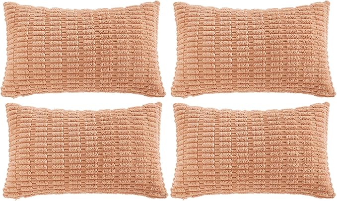 Fancy Homi 4 Packs Decorative Throw Pillow Covers for Living Room Couch Bed, Modern Farmhouse Boho Home Décor Accent Cushion Case, 24" x 16", Peach