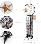 Dremisland Moon Dream Catcher Handmade Half Circle Moon Design Dream Catcher Feather Hanging with Star Home Decoration Ornament Festival Gift (Purple)