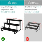 ELITEROO 3 Tier Wooden Display Riser Stand, Portable Products Display Shelf, 3 Step Straight Display Rack for Retail Tabletop, Countertop, Craft Shows, Farmers Market, Tradeshows, Vendors, Black