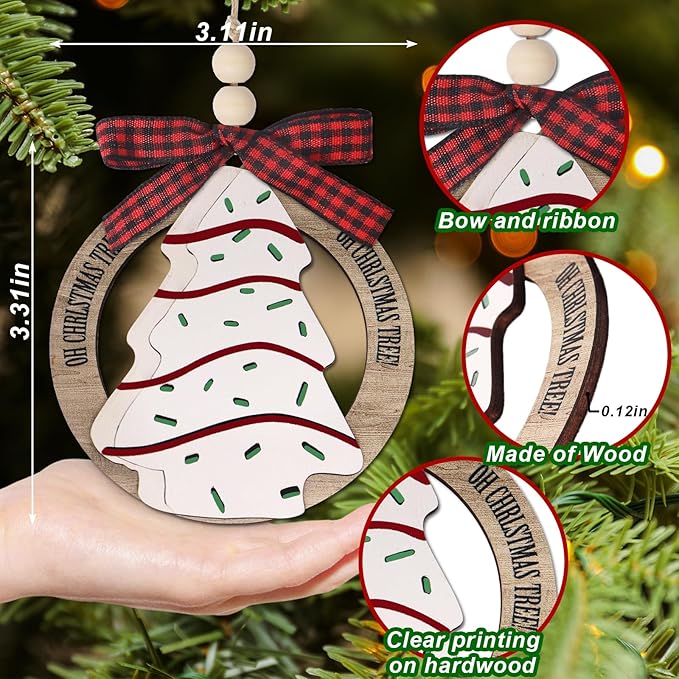 Christmas Wreath Ornaments for Trees Decorations, Wooden Bell Hanging Charms Xmas Tree Decorative DIY Craft Hanging Ornaments for Christmas Decorations