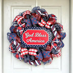 250th Anniversary Patriotic Wreath, 1776-2026 American Independence Day Wreath,16 in Red White Blue Front Door Wreath, Indoor Outdoor Home Decor for 4th of July, Memorial Day, Veterans Day (Z)