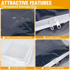 Kikerike Plastic Storage Bags with Easy-Glide Zipper, Pack of 6, Durable Clear Vinyl Zippered Storage Bags for Clothes Sweaters Comforters Blankets Sheets Bedding (10.5 x 10.5 x 2.5 Inch)