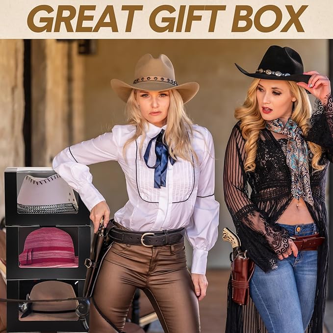 20 Pcs Hat Boxes for Men Black Gift Boxes with Window Display Box for Hat Storage Container for Baseball Caps, Dad Hat, Billed Cap, Snapbacks, Paper Fold Box Packing Box 8.1 x 8.1 x 5.1