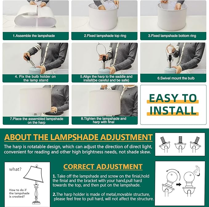 AIEAMPDO 23" Set of 2 Modern Ceramic Table Lamps for Living Room | Nightstand Lamps For Living Room Bedroom Entryway, Office And Study Room, 2 LED Bulbs Included