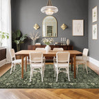 U'Artlines Boho Vintage Area Rug 5x7 Machine Washable Low Pile Soft Floor Carpet Non Slip Non Shedding Accent Rug for Living Room Bedroom Entryway Dining Room Office Dark Green