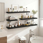 Acovy 36 Inch Floating Shelves, 36"x9.25"x1.5" Inch Deep Floating Shelves for Wall, Wooden Shelves for Bathroom, Bedroom, Living Room, Black, 2 Pieces