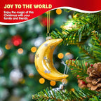 Joiedomi Christmas Moon Ornaments, Glitter Blown Glass Moon Decorations for Tree Hanging Ornament Outdoor Christmas Decorations Indoor