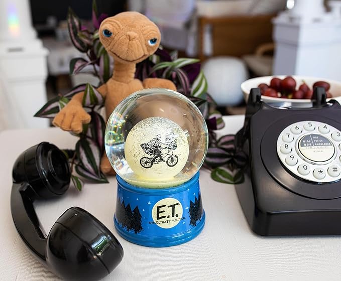E.T. The Extra-Terrestrial Bike Moon 6-Inch Snow Globe with Swirling Glitter Display Piece