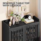 IRONCK Shoe Cabinet with Slatted Doors, 6-Tier Shoe Storage Cabinet with Adjustable Shelves, Wooden Shoe Rack Organizer for Entryway, Hallway, Closet, Living Room, Black