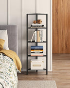 TUTOTAK Corner Shelf, 5-Tier Corner Bookshelf for Small Space, Narrow Display Corner Shelf Stand with Storage Rack, for Living Room, Bedroom, Black BS05BK005
