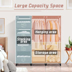 Portable Closet, Easy Assembly, Large Capacity Wardrobe Closet, Sturdy and Stable Clothes Rack with Shelves 4 Storage Baskets and 2 Hanging Rods, for Bedroom and Cloakroom Black