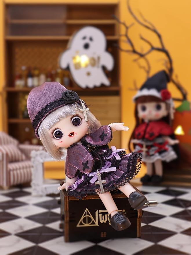 2pcs Collectible Dolls Gothic Figures Cute Birthday Gift for Girls,12 Points Articulated Anime Action Figures with Interchangeable Heads & Removable Clothes