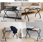 Luggage Rack Set of 2, Suitcase Stand, Luggage Racks for Guest Room, Hotel, Bedroom, Camping, Travel Suitcase Holder, Black Metal Frame, 27.5 x 14.2 x 20.7 Inches