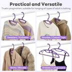 HOUSE DAY Plastic Clothes Hangers 24 Pack, Sweater Hangers No Shoulder Bump, Thick Heavy Duty Coat Hanger for Closet, Purple Wide Hanger with Non-Slip Hook for Sweaters, Suits, Dresses, Jackets, Pants