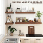 Venusmiles Floating Shelves for Wall, 48 Inch Wide x 12 Inch Deep Floating Shelves, Long Wood Floating Wall Shelf Shelves for Living Room Bathroom Bedroom Kitchen Home - (Walnut, 48" W x 12" D x 2" H)