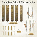 MAGICLULU 5-Pack Door Mezuzah with Kosher Scroll, Screw Mount Metal Mezuzah Case - 3.54 Inch Tall Jewish Mitzvah Mezuza Plaque for Front Doorpost Entrance, Religious Housewarming Gift