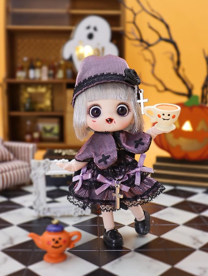 2pcs Collectible Dolls Gothic Figures Cute Birthday Gift for Girls,12 Points Articulated Anime Action Figures with Interchangeable Heads & Removable Clothes