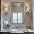 ANDY STAR Hand-Forged Silver Bathroom Mirror for Wall, 24x36 Inch Vintage Solid Steel Metal Frame Bathroom Vanity Mirror, Antique Rounded Rectangle Wall Mirror, Hangs Horizontally or Vertically