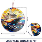 Cruise Ship Ornament, Travel Christmas Ornaments, Family Vacation Keepsake Ornament Gift for Cruise Lover, Hanging Christmas Tree Decor for Travelers, Holiday Keepsake for Ocean Adventure Fans