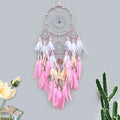 Large Dream Catchers, Boho Handmade Native Macrame Dream Catchers Wall Hanging for Bedroom Living Room Wedding Party Decor, Festival Blessing Craft Gift for Kids Boys Girls (Pink & White)
