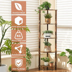 YUFAM 5-Tier Corner Shelf with Sturdy 5-Leg Base, Wooden Corner Bookshelf for Small Spaces, Corner Standing Shelf for Living Room, Bedroom, Office, Brown