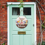 Hello Spring Easter Bunny Rabbit Sign for Front Door 12”x12” Summer Welcome Easter Wood Door Hanger for Outdoor Outside Porch Farmhouse Flowers Wooden Wreath Indoor Outdoor Wall Hanging Decoration